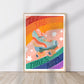 Bright Funky Kids Print, Kids Rainbow Room, Kids Art Prints, Fun Art Print, Colourful Rainbow Poster, A5, A4, A3 Kids Wall Art,
