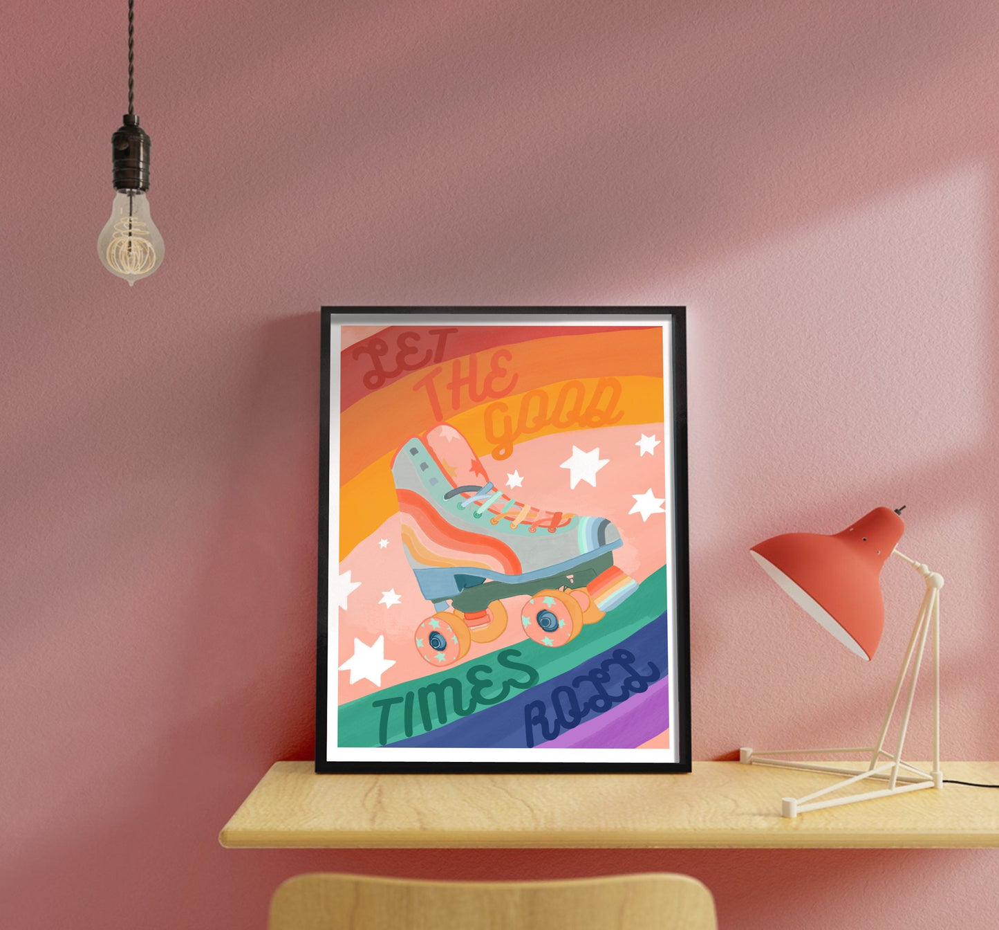 Rainbow Rollerskate | Unframed