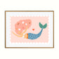Beautiful Mermaid Print, Kids Mermaid Room, Kids Art Prints, Fun Art Print, Colourful Rainbow Poster, A5, A4, A3 Kids Wall Art,
