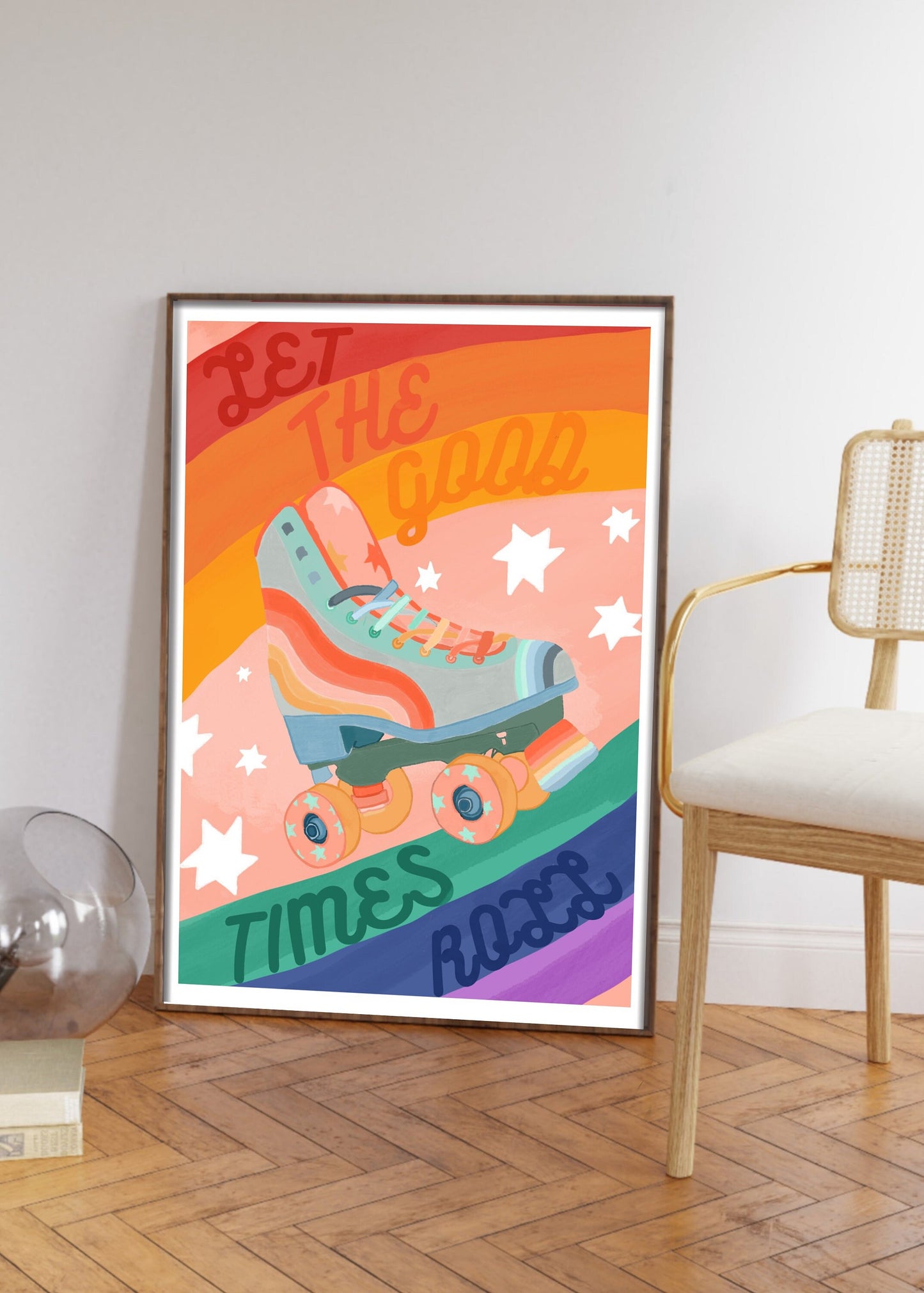 Rainbow Rollerskate | Unframed