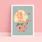 Kids cute mermaid print, Mermaid Bedroom, colourful kids print, mermaid kids, hand drawn kids print, little girl bedroom, gifts for her,