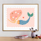 Beautiful Mermaid Print, Kids Mermaid Room, Kids Art Prints, Fun Art Print, Colourful Rainbow Poster, A5, A4, A3 Kids Wall Art,