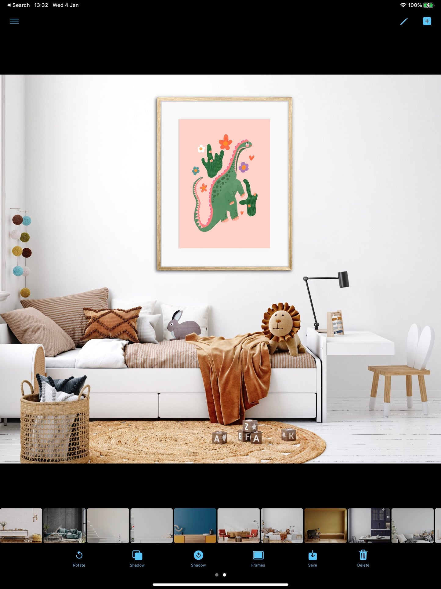 Cute Dino / Girls Dinosaur Print / Pink Dino / Nursery Art / Kids Room / Art / Print / Gifts for Her / kids / Rainbow / Colour Pop / Bright