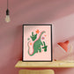 Cute Dino / Girls Dinosaur Print / Pink Dino / Nursery Art / Kids Room / Art / Print / Gifts for Her / kids / Rainbow / Colour Pop / Bright