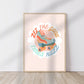 Roller Girl, Colourful Kids Print, Kids Art Prints, Gallery Art Print, Colourful Rainbow Poster, A5, A4, A3 Kids Wall Art, Kids Rainbow,