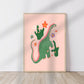 Cute Dino / Girls Dinosaur Print / Pink Dino / Nursery Art / Kids Room / Art / Print / Gifts for Her / kids / Rainbow / Colour Pop / Bright