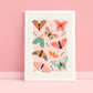 Love Bug / butterfly Print / pretty Print / Still Life / bedroom Print / illustration Print / Butterfly / Wall Art / Botanical Print / Cute