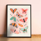 Love Bug / butterfly Print / pretty Print / Still Life / bedroom Print / illustration Print / Butterfly / Wall Art / Botanical Print / Cute