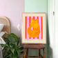 Pink Vase Art Print, Colourful Quirky Handrawn Art, Gluggle Jug, Colourful Art, Bright Colourful Art Print, Modern Art Print, Gallery Wall,
