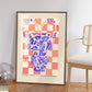 Blue Vase Art Print, Colourful Quirky Handrawn Art, Floral Vase, Colourful Art, Bright Colourful Art Print, Modern Art Print, Gallery Wall,