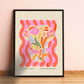 Vase Art Print, Colourful Quirky Handrawn Art, Floral Jug, Colourful Art, Bright Colourful Art Print, Modern Art Print, Gallery Wall,
