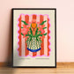 Striped Floral Vase, Colourful Quirky Handrawn Art, Jug, Colourful Art, Bright Colourful Art Print, Modern Art Print, Gallery Wall,