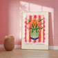 Striped Floral Vase, Colourful Quirky Handrawn Art, Jug, Colourful Art, Bright Colourful Art Print, Modern Art Print, Gallery Wall,