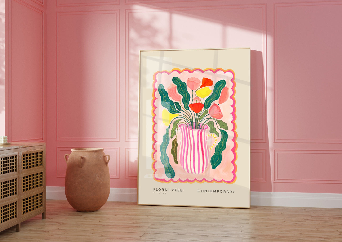 Pink Striped Vase | Unframed
