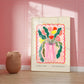 Pink Maximalist Floral Vase, Colourful Quirky Handrawn Art, Jug, Colourful Art, Bright Colourful Art Print, Modern Art Print, Gallery Wall,