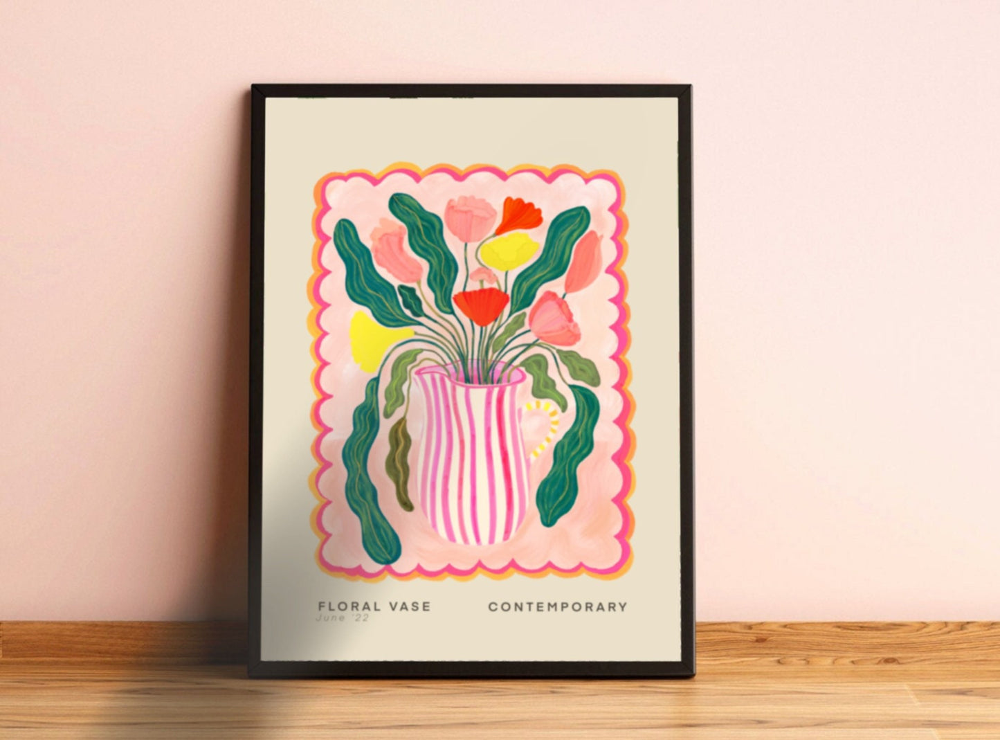 Pink Striped Vase | Unframed
