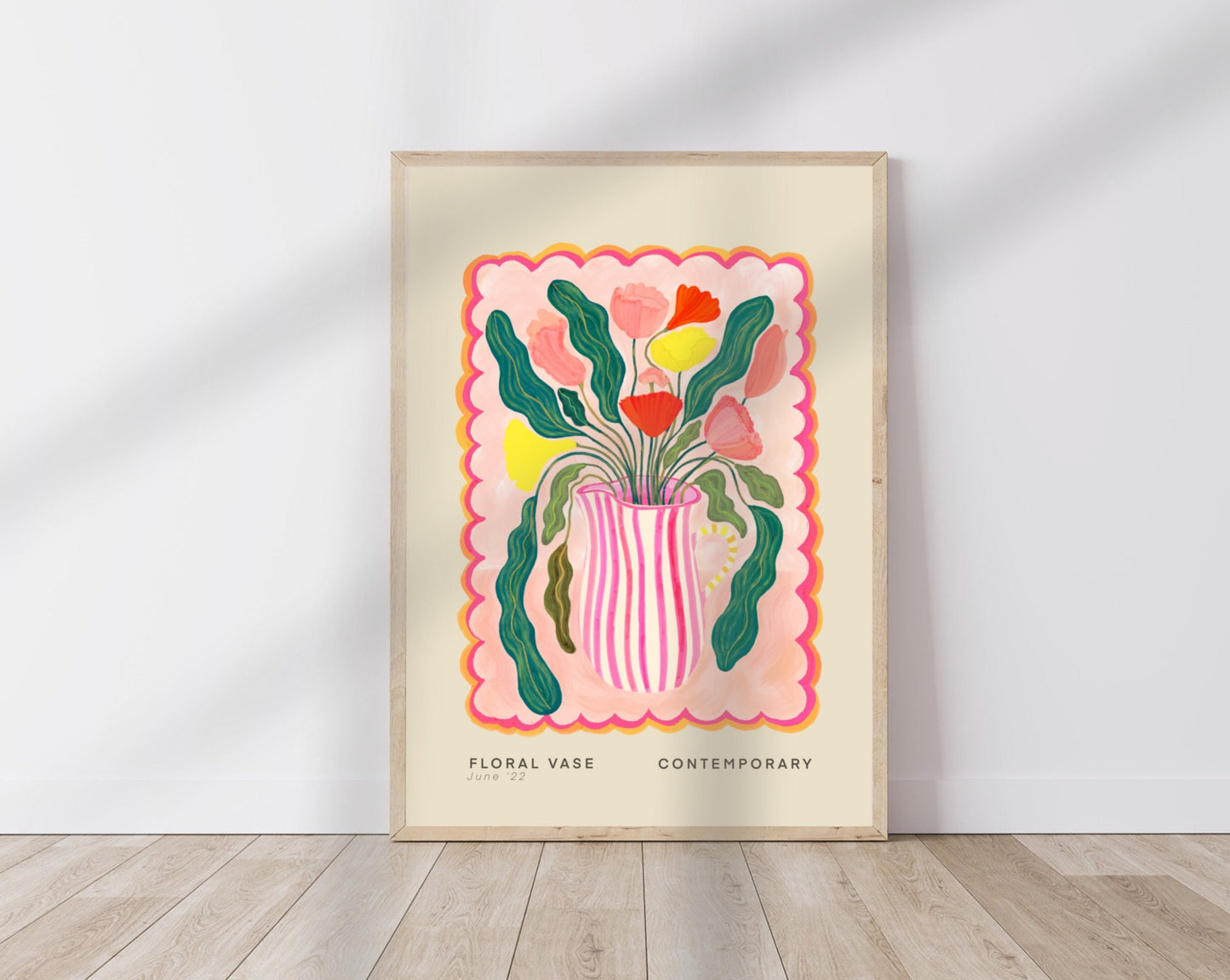 Pink Striped Vase | Unframed
