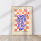 Blue Vase Art Print, Colourful Quirky Handrawn Art, Floral Vase, Colourful Art, Bright Colourful Art Print, Modern Art Print, Gallery Wall,