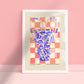 Blue Vase Art Print, Colourful Quirky Handrawn Art, Floral Vase, Colourful Art, Bright Colourful Art Print, Modern Art Print, Gallery Wall,