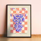 Blue Vase Art Print, Colourful Quirky Handrawn Art, Floral Vase, Colourful Art, Bright Colourful Art Print, Modern Art Print, Gallery Wall,