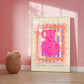 Pink Vase Art Print, Colourful Quirky Handrawn Art, Floral Vase, Colourful Art, Bright Colourful Art Print, Modern Art Print, Gallery Wall,