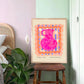 Pink Vase Art Print, Colourful Quirky Handrawn Art, Floral Vase, Colourful Art, Bright Colourful Art Print, Modern Art Print, Gallery Wall,
