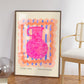 Pink Vase Art Print, Colourful Quirky Handrawn Art, Floral Vase, Colourful Art, Bright Colourful Art Print, Modern Art Print, Gallery Wall,