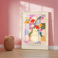 Wildflower Vase, Hand Drawn Abstract Flower Drawing, Floral Art Print, Maximalist Art Print, Colourful Home Decor, Pink Home Decor, Floral