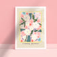 Flower Market Provence, Hand Drawn Flower Drawing, Floral Art Print, Maximalist Art Print, Colourful Home Decor, Pastel Home Decor, Floral