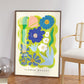 Sicily Flower Market, Hand Drawn Abstract Flower Drawing, Floral Art Print, Maximalist Art Print, Colourful Home Decor, Pink Home Decor,
