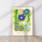 Sicily Flower Market, Hand Drawn Abstract Flower Drawing, Floral Art Print, Maximalist Art Print, Colourful Home Decor, Pink Home Decor,