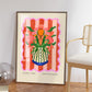 Striped Floral Vase, Colourful Quirky Handrawn Art, Jug, Colourful Art, Bright Colourful Art Print, Modern Art Print, Gallery Wall,
