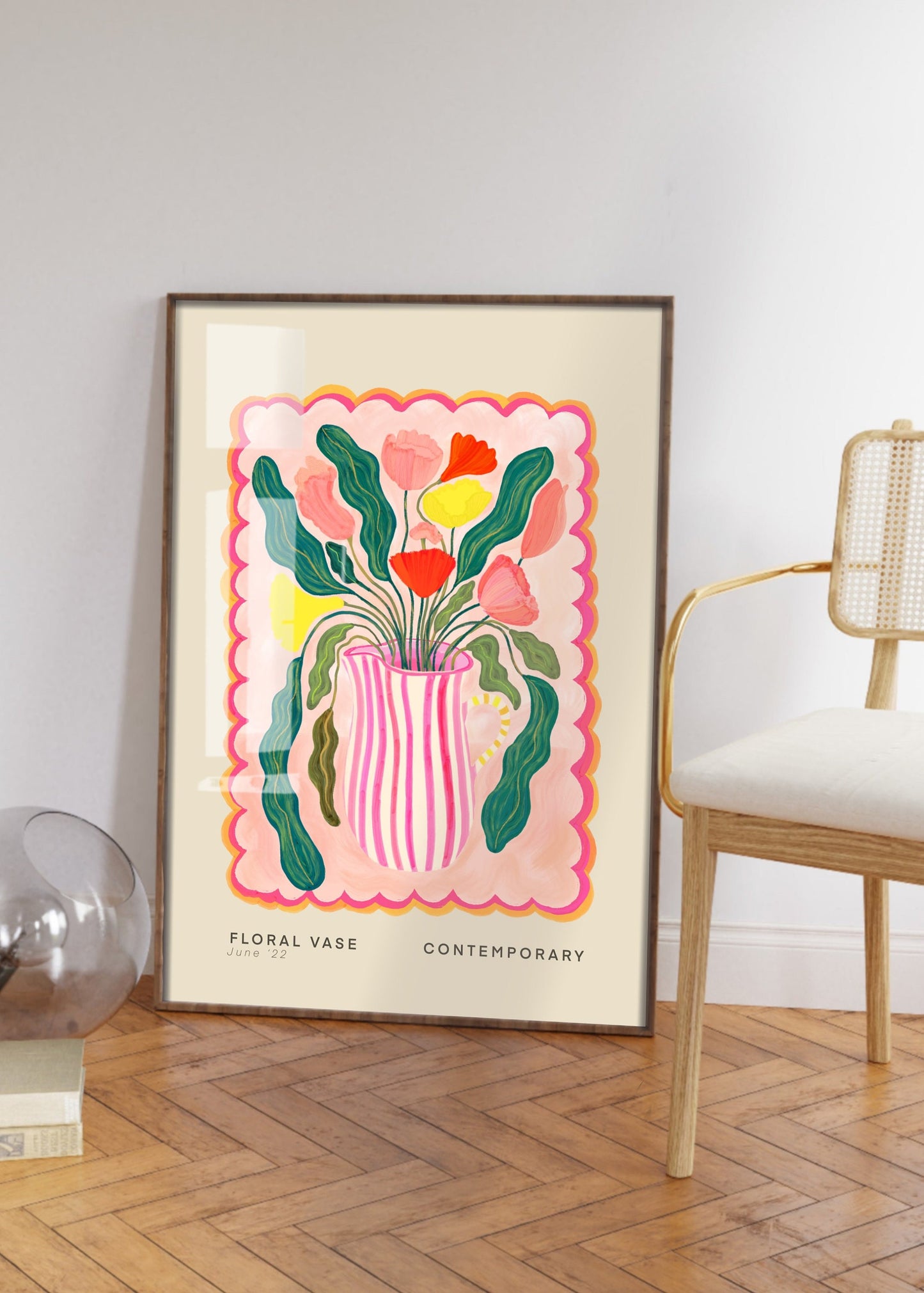Pink Striped Vase | Unframed