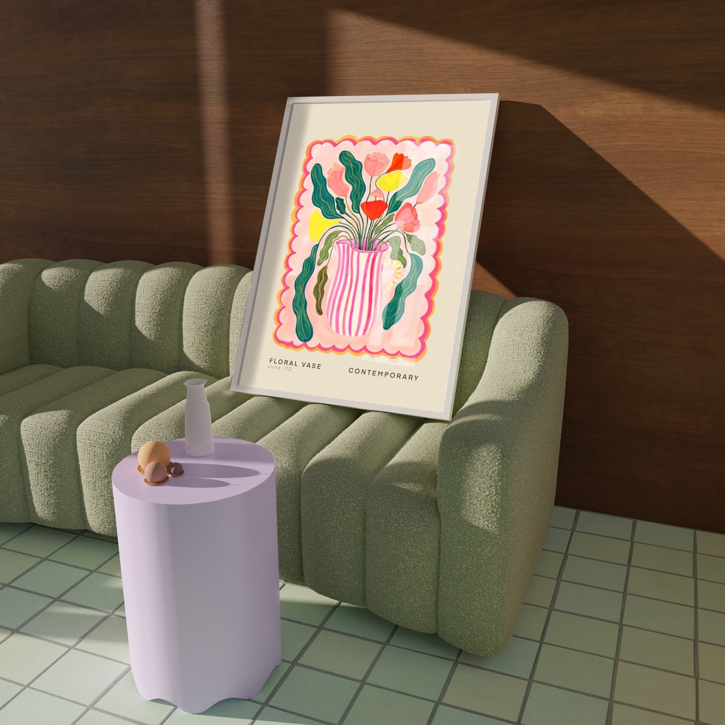 Pink Striped Vase | Unframed
