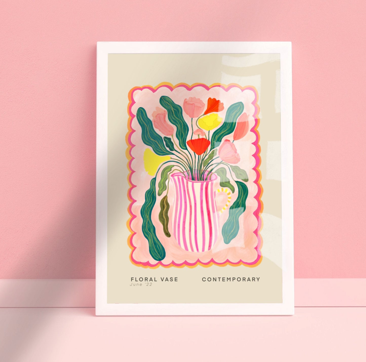 Pink Striped Vase | Unframed