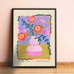 Lilac Maximalist Vase, Colourful Quirky Handrawn Art, Jug, Colourful Art, Bright Colourful Art Print, Modern Art Print, Flowers, Floral