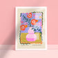 Lilac Maximalist Vase, Colourful Quirky Handrawn Art, Jug, Colourful Art, Bright Colourful Art Print, Modern Art Print, Flowers, Floral