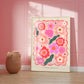 Flower Market, Hand Drawn Abstract Flower Drawing, Floral Art Print, Maximalist Art Print, Colourful Home Decor, Pink Home Decor, Floral Art