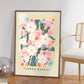 Flower Market Provence, Hand Drawn Flower Drawing, Floral Art Print, Maximalist Art Print, Colourful Home Decor, Pastel Home Decor, Floral
