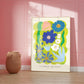 Sicily Flower Market, Hand Drawn Abstract Flower Drawing, Floral Art Print, Maximalist Art Print, Colourful Home Decor, Pink Home Decor,