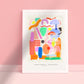 Abstract Shape Print, Maximalist Home Abstract Print, Gallery Wall Print, Colourful Gallery Wall, Bright Colourful Art Print,