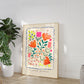 Flower Market Pienza, Hand Drawn Abstract Flower Drawing, Floral Art Print, Maximalist Art Print, Colourful Home Decor, Pink Home Decor,