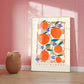 Fruit Market orange, Hand Drawn orange Drawing, Fruit Art Print, Maximalist Art Print, Colourful Home Decor, Pink Home Decor, Print