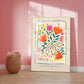 Flower Market Pienza, Hand Drawn Abstract Flower Drawing, Floral Art Print, Maximalist Art Print, Colourful Home Decor, Pink Home Decor,