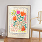 Flower Market Pienza, Hand Drawn Abstract Flower Drawing, Floral Art Print, Maximalist Art Print, Colourful Home Decor, Pink Home Decor,