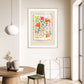 Flower Market Pienza, Hand Drawn Abstract Flower Drawing, Floral Art Print, Maximalist Art Print, Colourful Home Decor, Pink Home Decor,