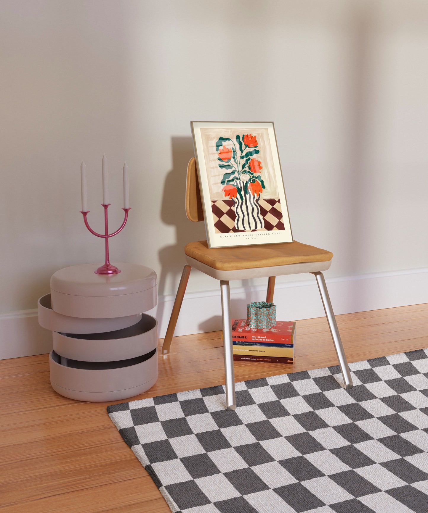 Black and White Floral Vase | Unframed