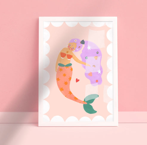 Purple Haired Mermaid | Unframed