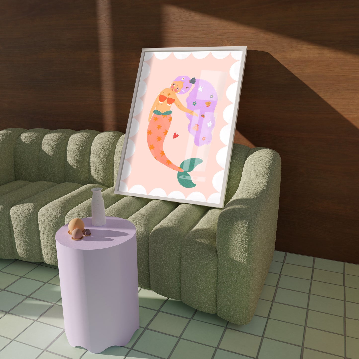 Purple Haired Mermaid | Unframed