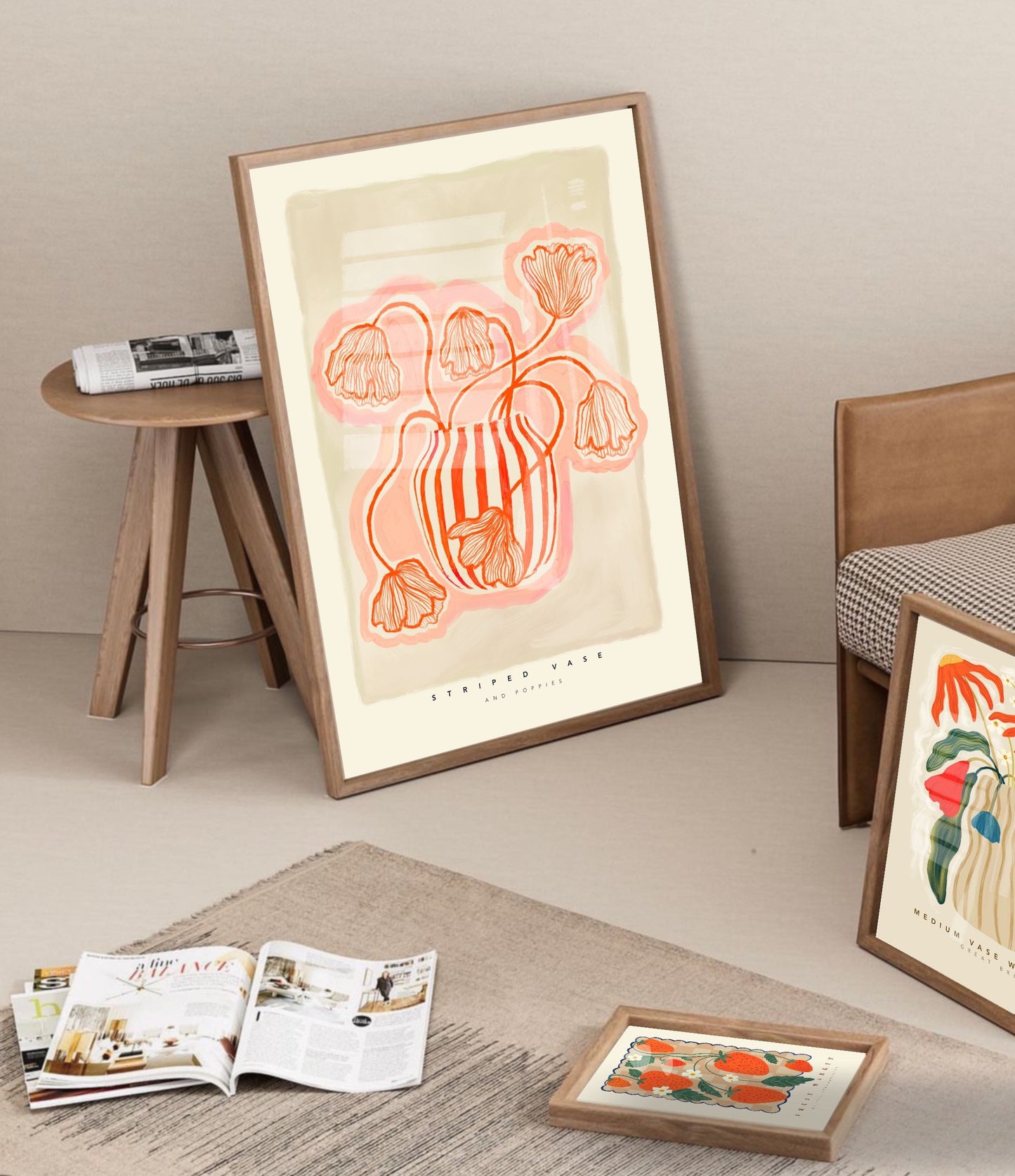 Red Striped Vase | Unframed
